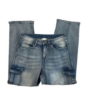 Venus Utility Cargo Denim Streetwear High Rise SZ 12 Relaxed Fit Edgy Pants